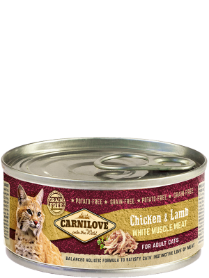 Pack de 12 latas de comida húmeda Carnilove pollo y cordero para gatos