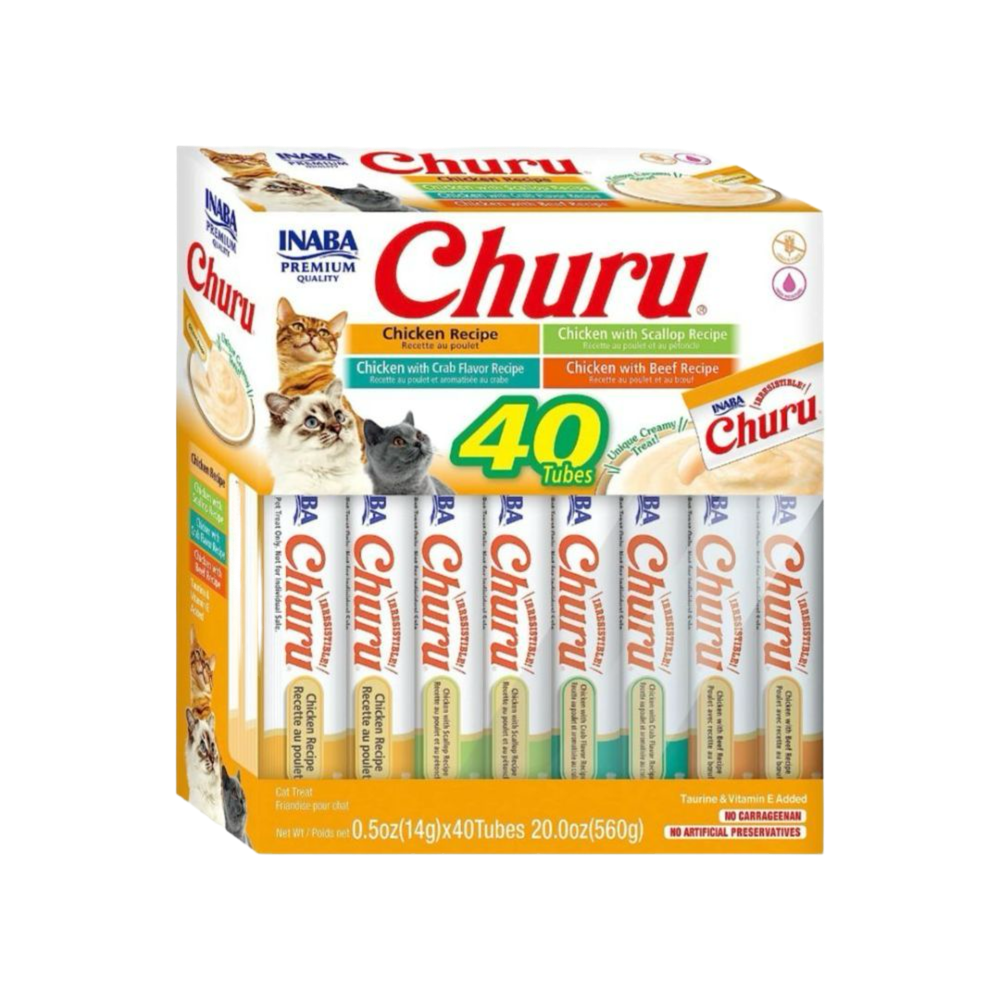 Pack de 40 tubos Inaba Churu variedades de pollo para gatos