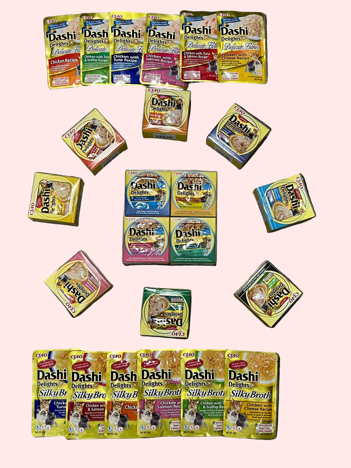 Pack de prueba Inaba Dashi con Dashi Delights, Delicate Flakes y Silky Broth para gatos