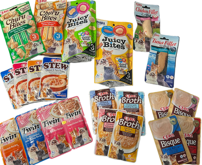 Pack de prueba Inaba para gatos con 30 sobres variados y diferentes texturas