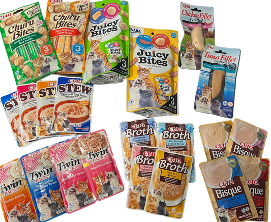 Pack de prueba Inaba para gatos con 30 sobres variados y diferentes texturas