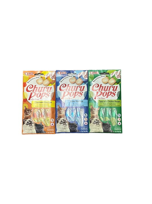Pack degustación Inaba Churu Pop para gatos con sabores de atún y pollo