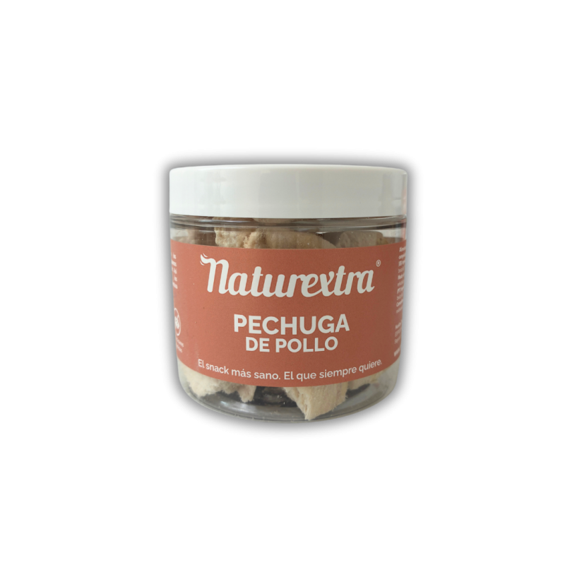 Pechuga de pollo liofilizada Naturextra como snack natural para perros y gatos