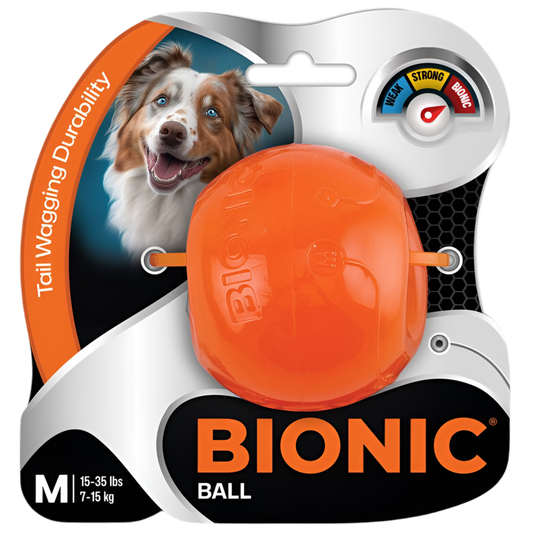Pelota BIONIC para perros en color naranja resistente