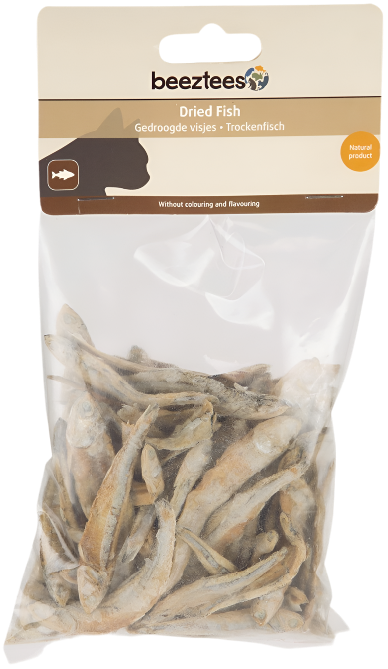 Pescados secos Beeztees para gatos – snack natural de pescado deshidratado