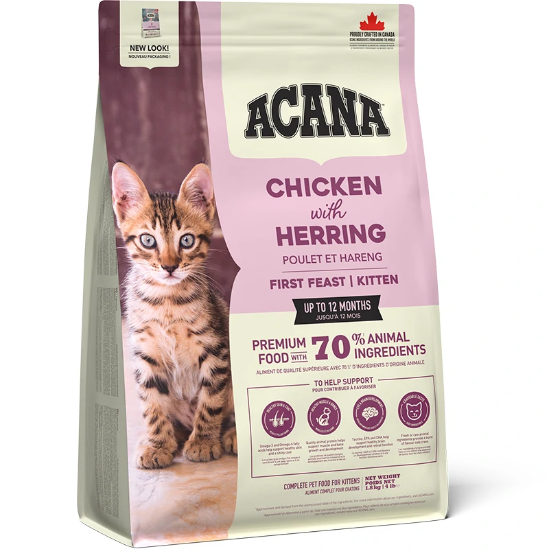 Pienso Acana First Feast para gatitos con pollo arenque avena sin cereales