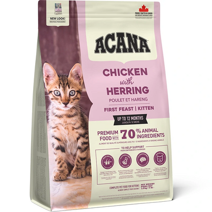 Pienso Acana First Feast para gatitos con pollo arenque avena sin cereales