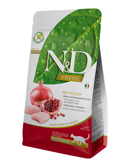 Pienso Farmina N&D Prime esterilizados pollo y granada para gatos