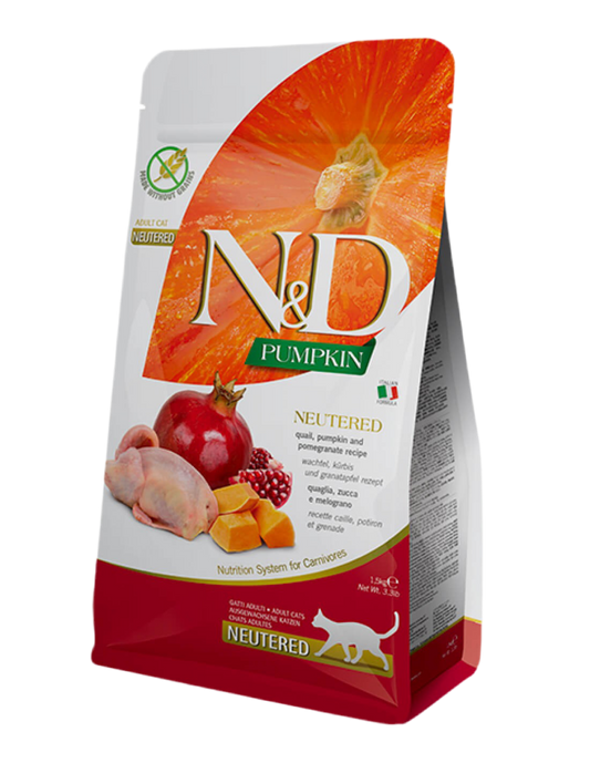 Pienso Farmina N&D Pumpkin esterilizados codorniz calabaza granada 5kg gato