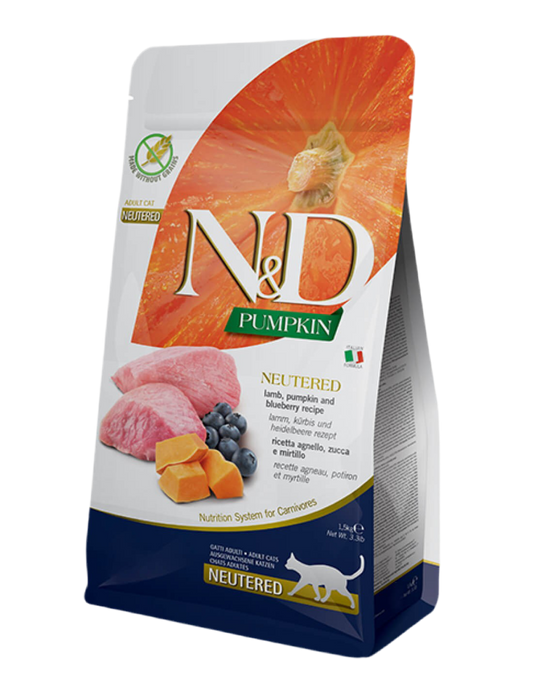 Pienso Farmina N&D Pumpkin esterilizados cordero calabaza arándanos gato