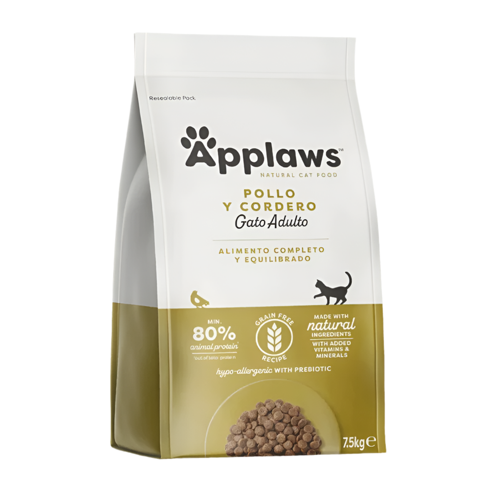 Pienso hipoalergénico natural de pollo y cordero para gatos adultos Applaws