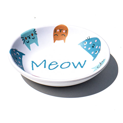 Plato de melamina antideslizante para gatos con diseño gatuno y capacidad 200 ml