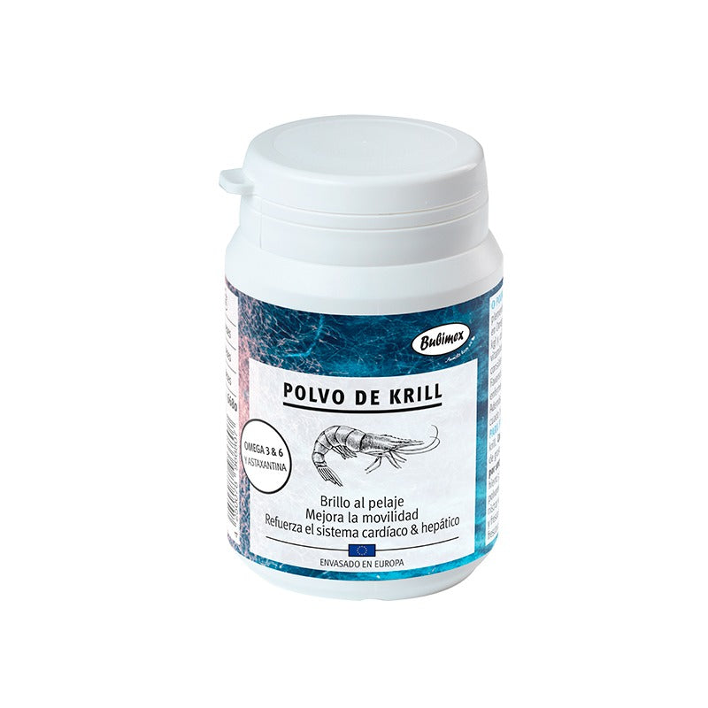 Polvo de Krill Bubimex para perros y gatos.