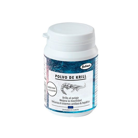 Polvo de Krill Bubimex para perros y gatos.
