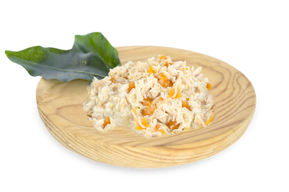 Textura deshilachada de Natural Greatness Pollo con Gambas, Zanahoria y Huevo