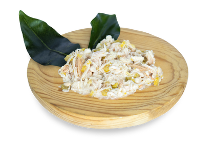 Textura deshilachada de Natural Greatness Pollo con Salmón y Espárragos Verdes