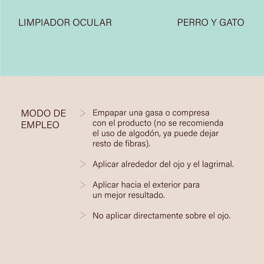 Producto para la higiene ocular de perros y gatos.