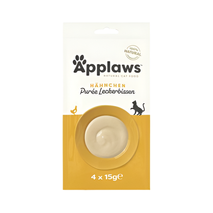 Puré líquido Applaws para gatos – snack cremoso 100% natural de pollo, sin cereales y en sobre individual