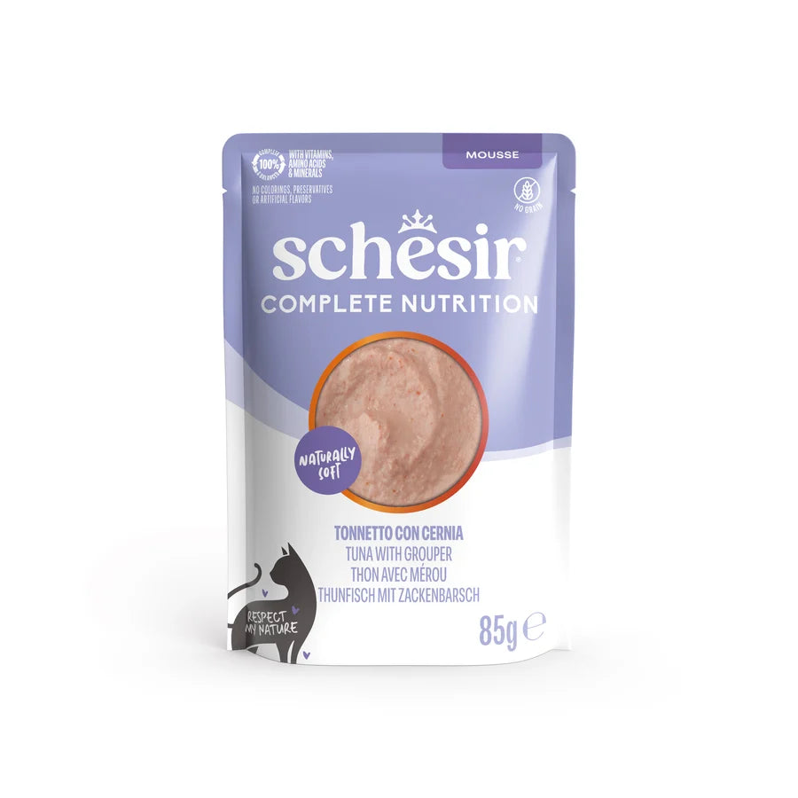 Schesir mousse de atún con mero 85 g para gatos