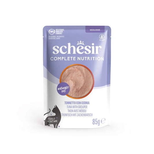 Schesir mousse de atún con mero 85 g para gatos