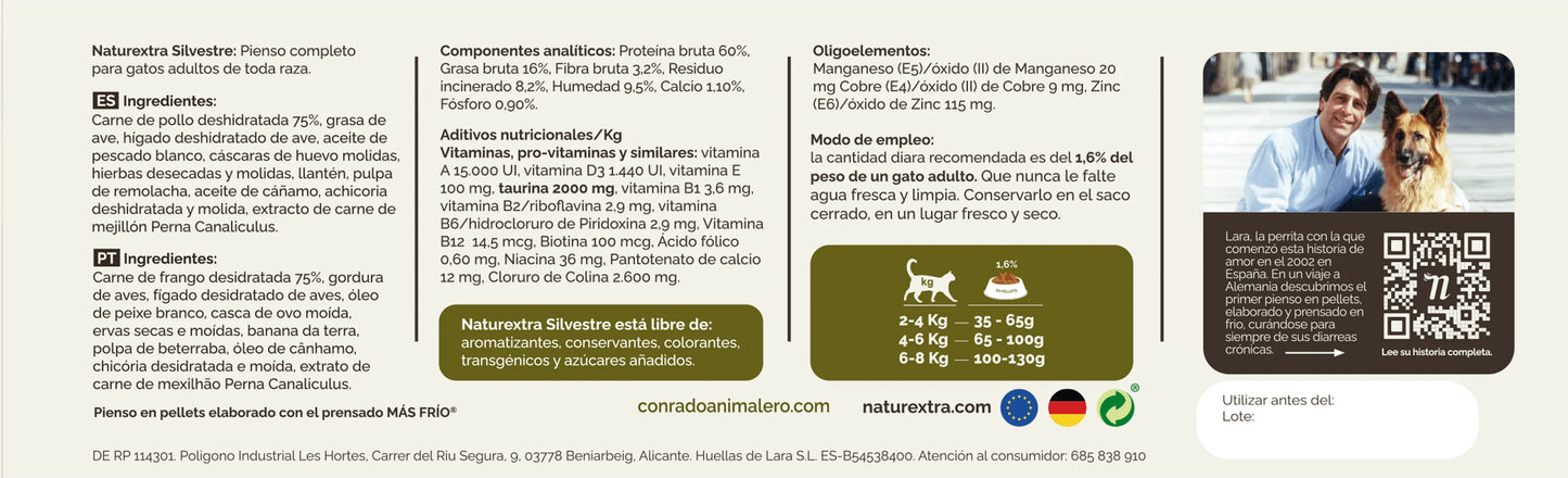 Naturextra | Pienso prensado en frio (pellets) - Silvestre - Pollo