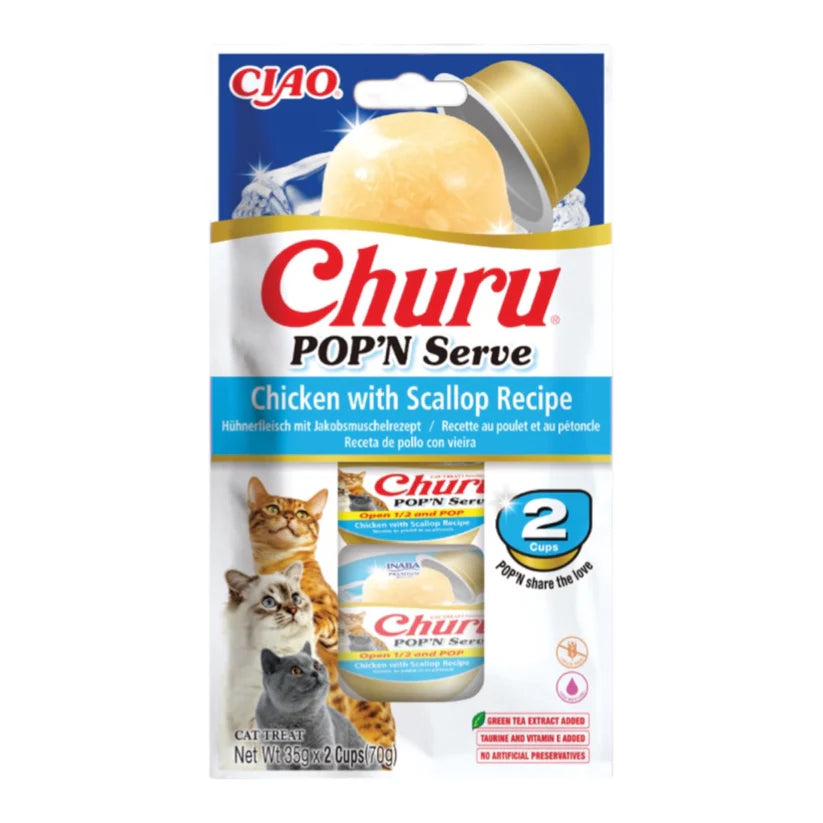 Snack cremoso Churu Pop’n Serve para gatos sabor pollo