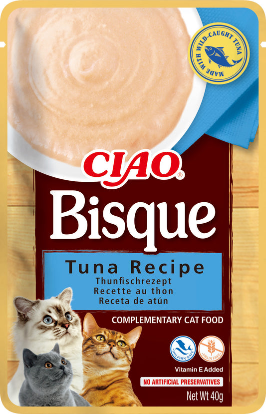 Pack de 12 sobres Inaba Bisque de atún salvaje para gatos