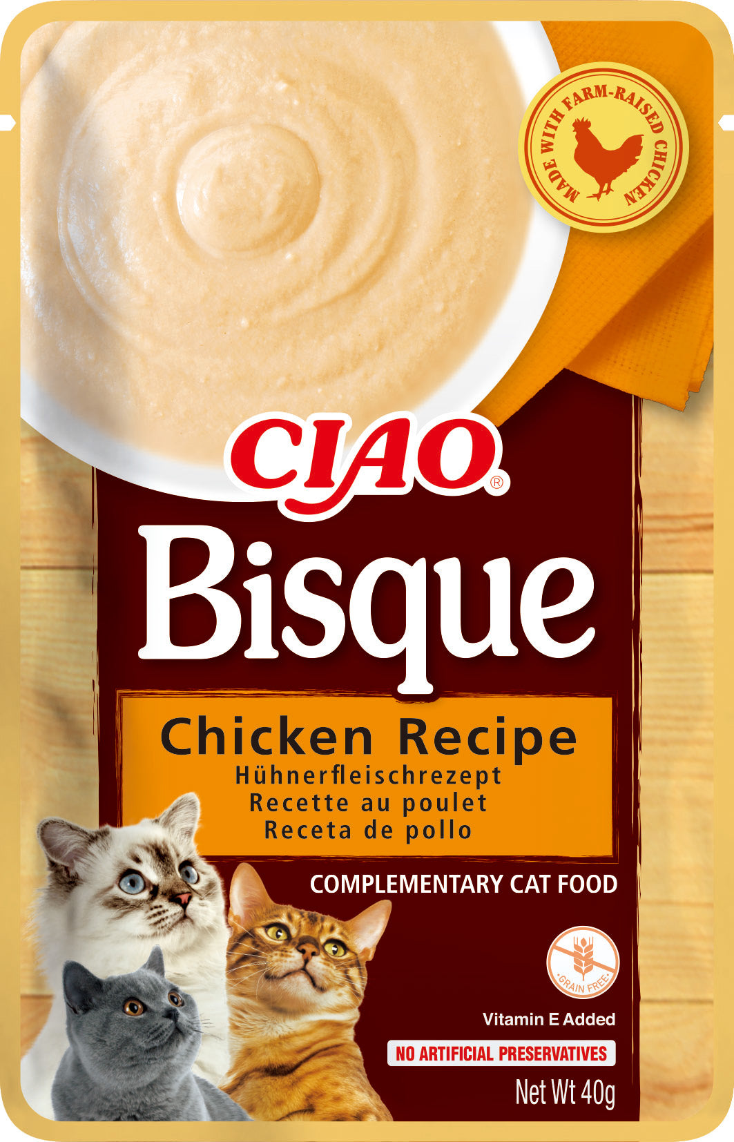 Snack cremoso Inaba Bisque de pollo para gatos