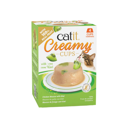 Snack cremoso para gatos Catit Creamy Cups de pollo con kiwi