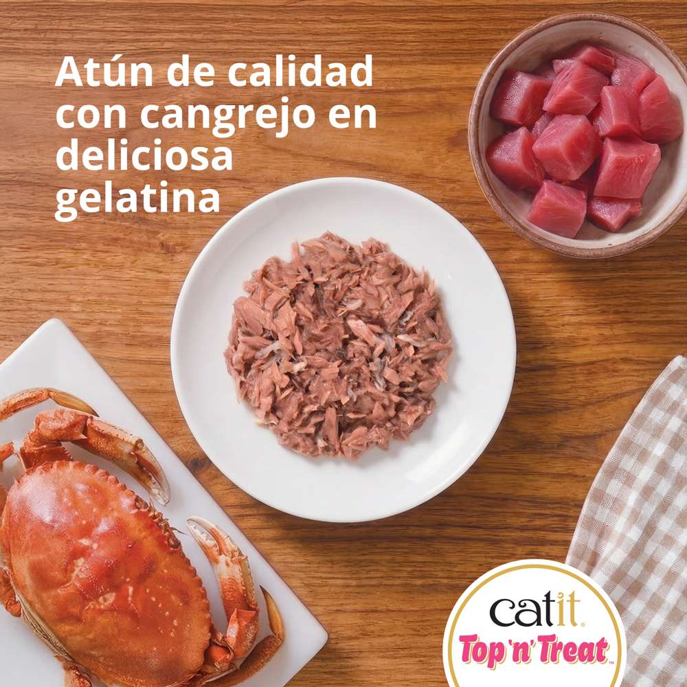 Snack húmedo Catit Top N Treat Atún con Cangrejo para gatos