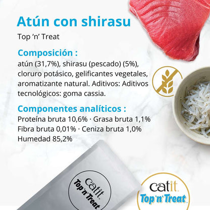 Snack húmedo Catit Top N Treat Atún con Shirasu para gatos