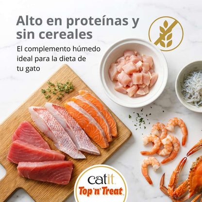 Snack húmedo Catit Top N Treat Pollo con Gambas para gatos