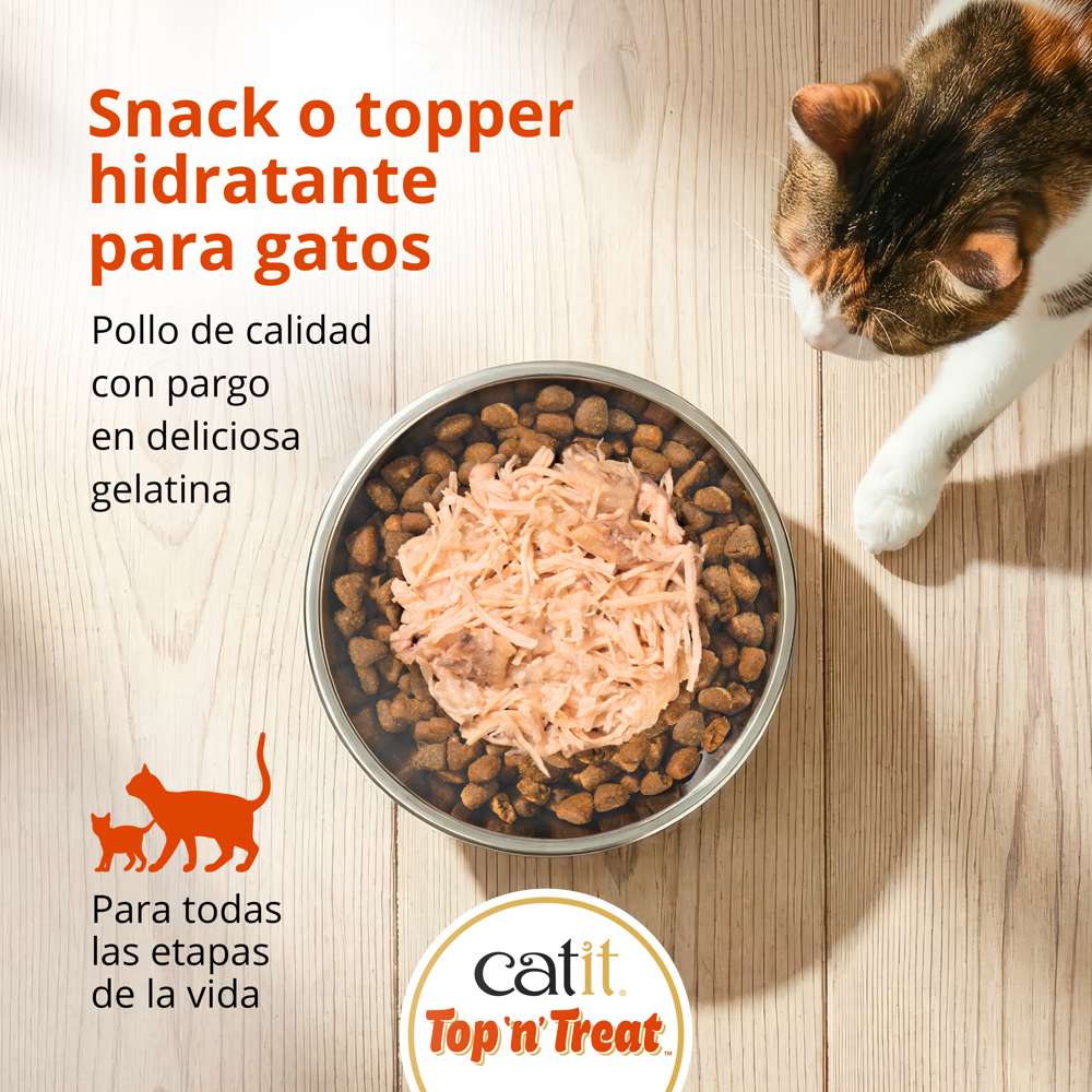 Snack húmedo Catit Top N Treat Pollo con Pargo para gatos