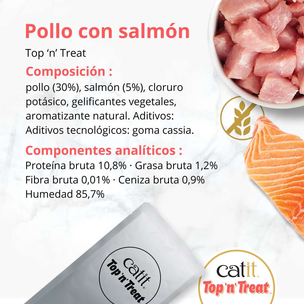 Snack húmedo Catit Top N Treat Pollo con Salmón para gatos
