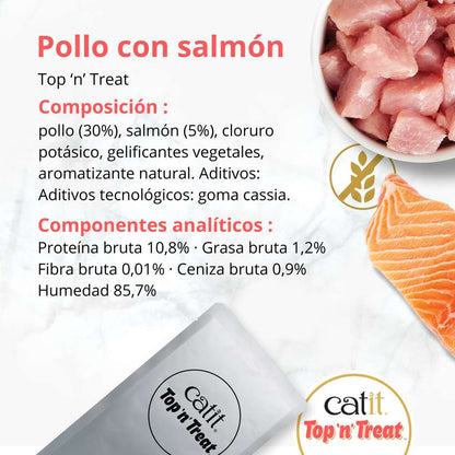 Snack húmedo Catit Top N Treat Pollo con Salmón para gatos