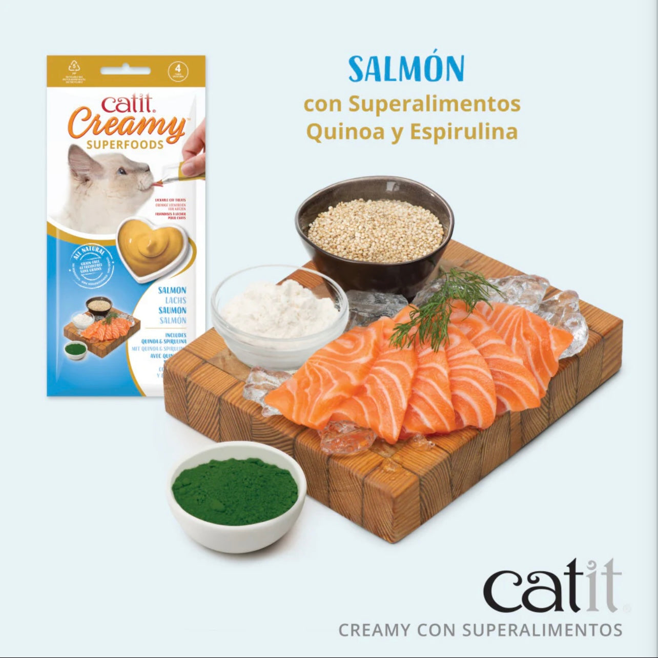 Snack hidratante y bajo en calorías Catit Creamy para gatos