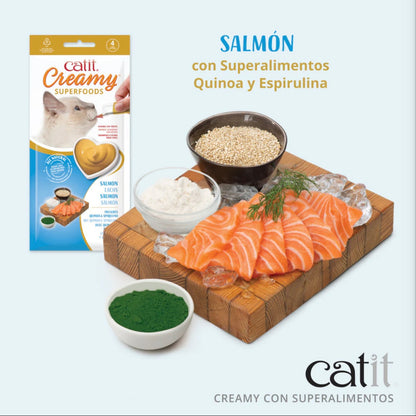 Snack hidratante y bajo en calorías Catit Creamy para gatos