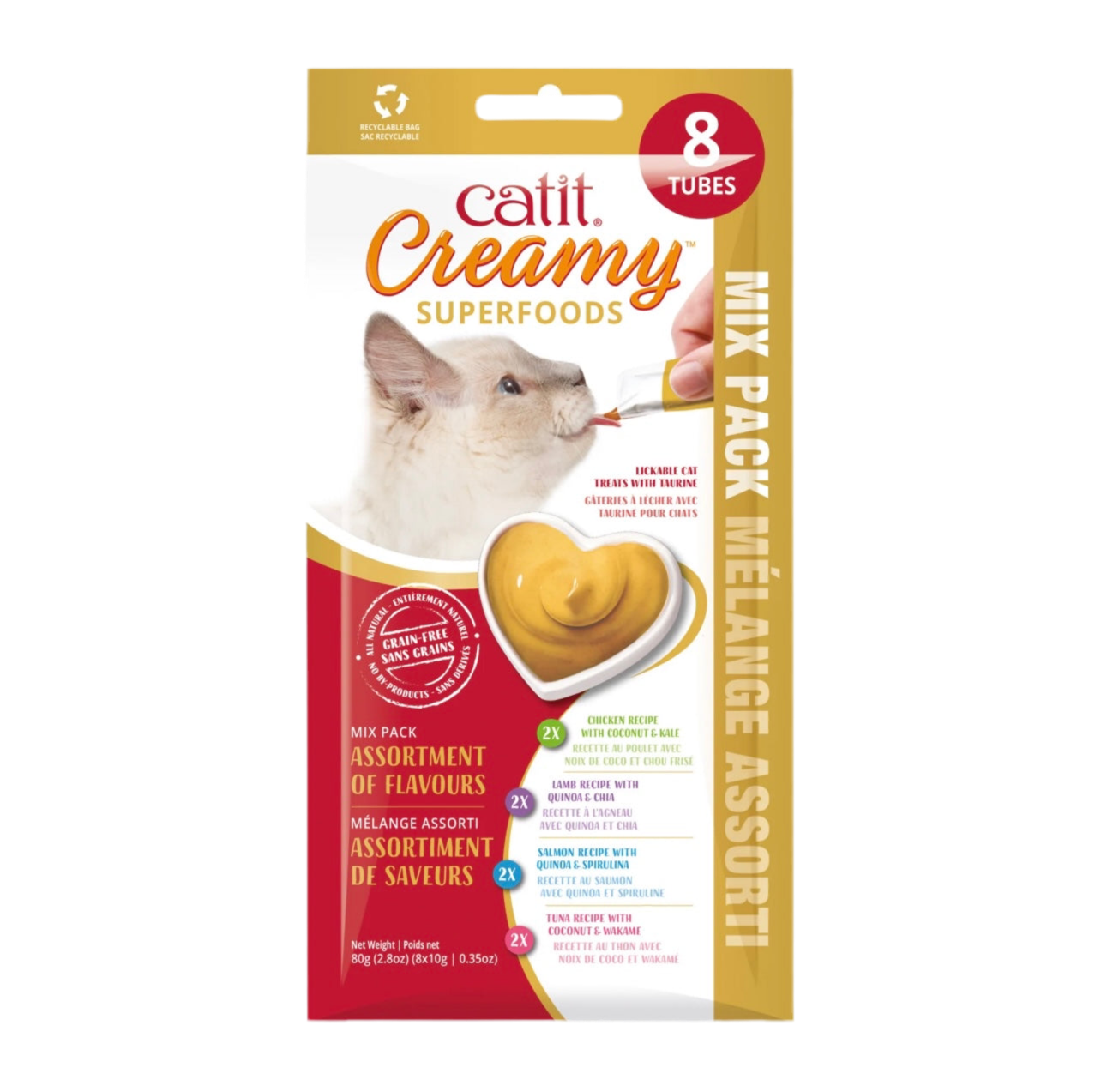Snack líquido Catit Creamy Superalimentos Mix Pack para gatos