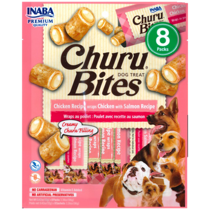 Snacks blanditos Inaba Churu Bites de pollo con salmón para perros