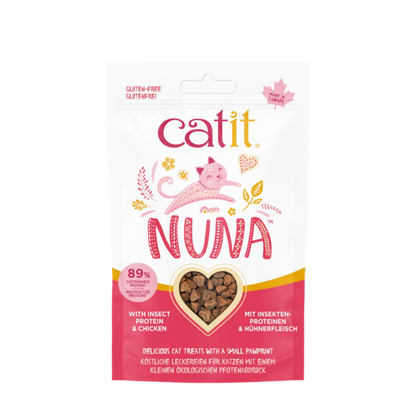 Snacks gatos Catit Nuna con proteína de insectos y arenque