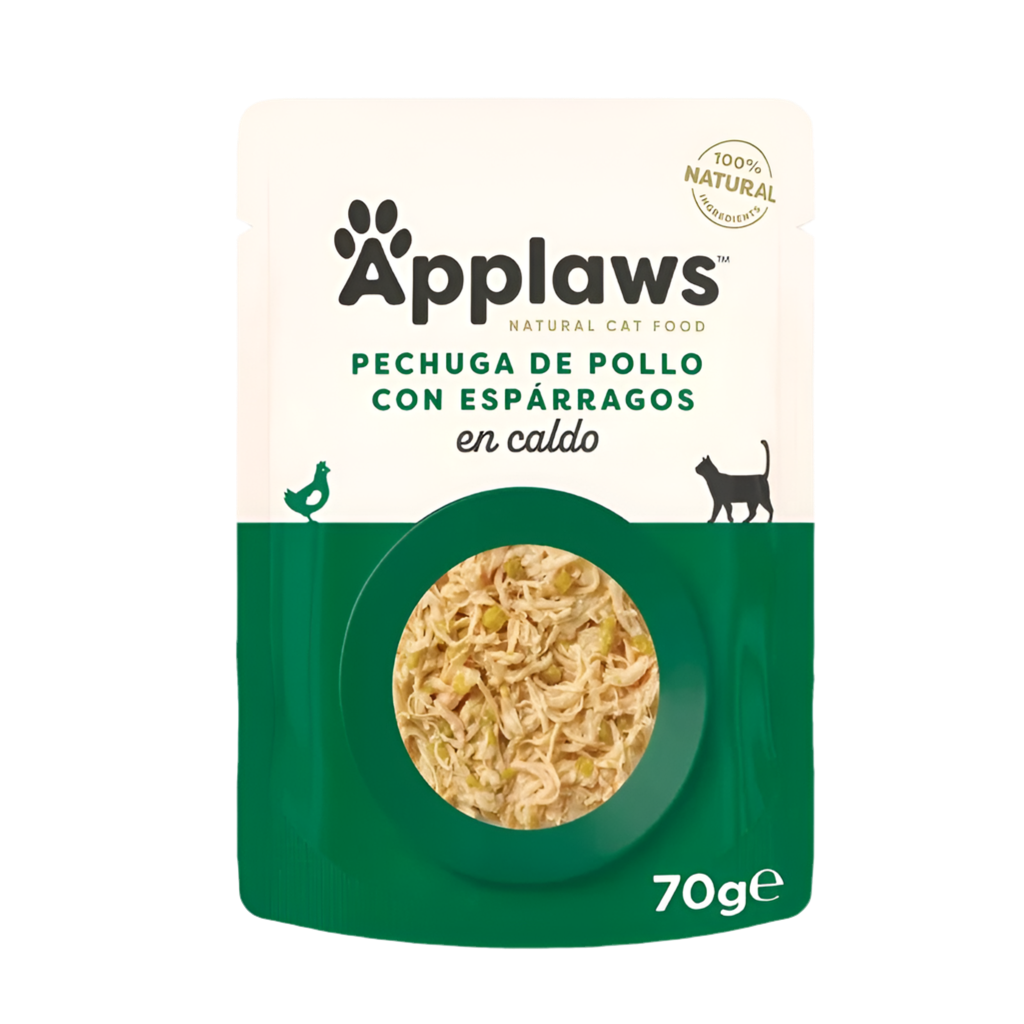 Sobre de pollo con espárragos para gatos – alimento complementario natural