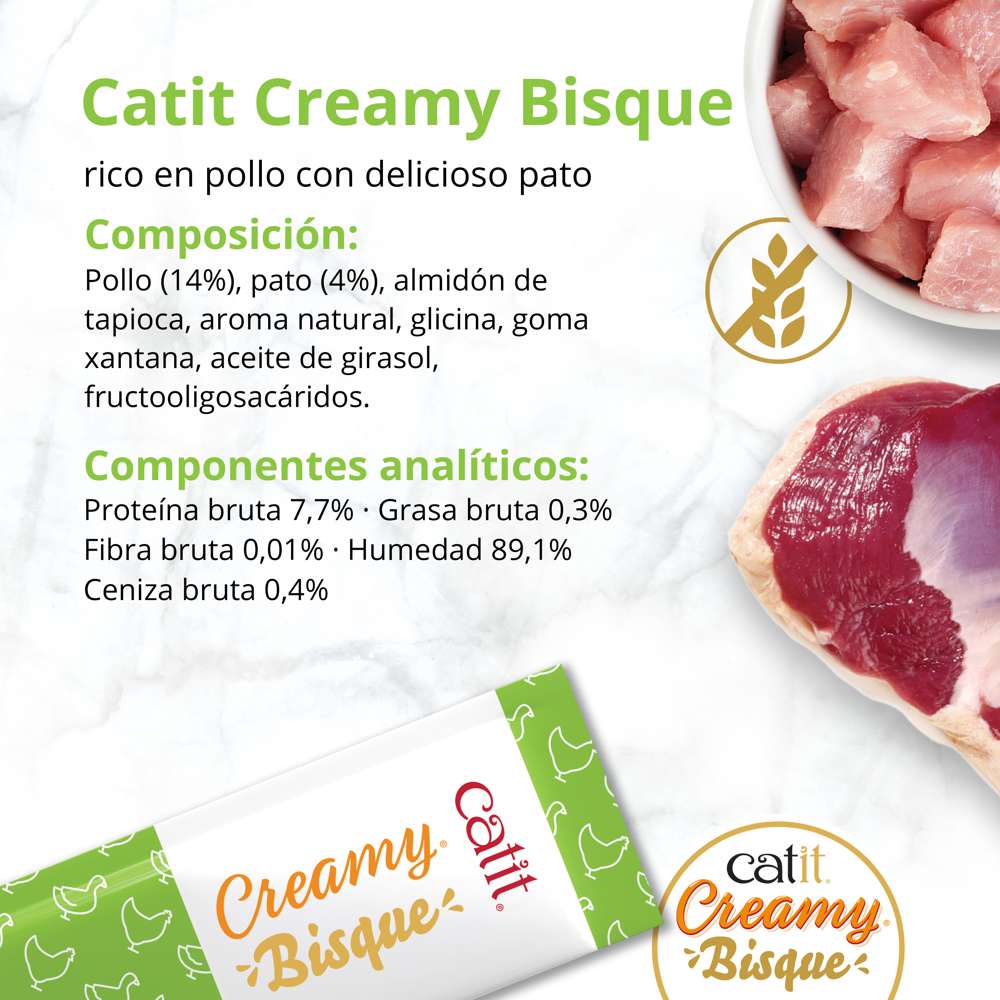 Sobre individual de Catit Creamy Bisque Pollo y Pato de 40 g
