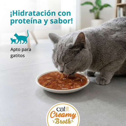 Sobre individual de Catit Creamy Broth Atún y Salmón de 40 g