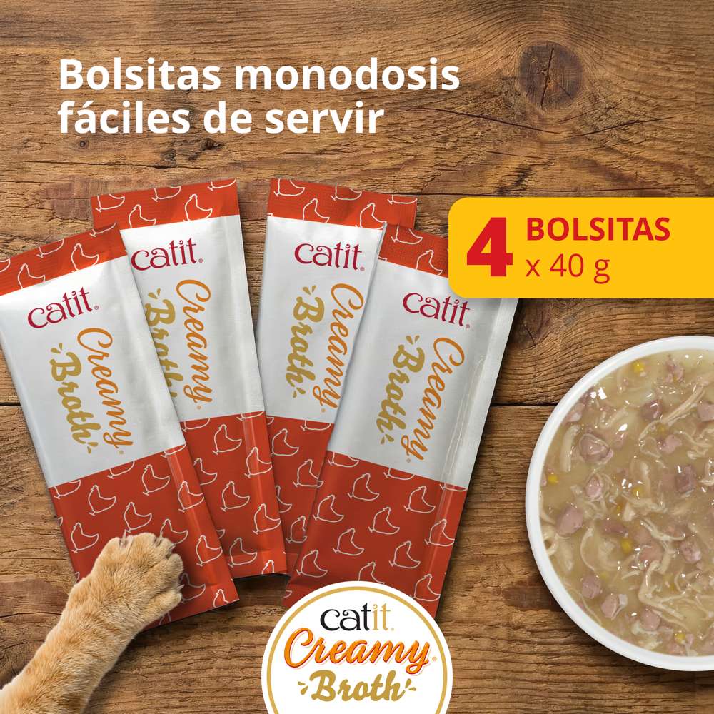 Sobre individual de Catit Creamy Broth Pollo e Hígado de 40 g