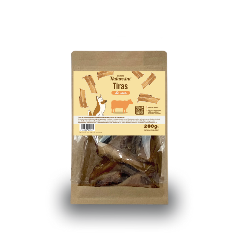 Tiras de vaca deshidratadas snack natural 100% carne perro