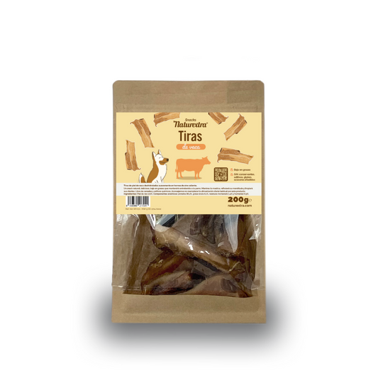 Tiras de vaca deshidratadas snack natural 100% carne perro