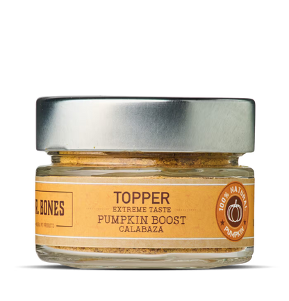 Topper de calabaza natural para perros y gatos en tarro de vidrio con cucharita