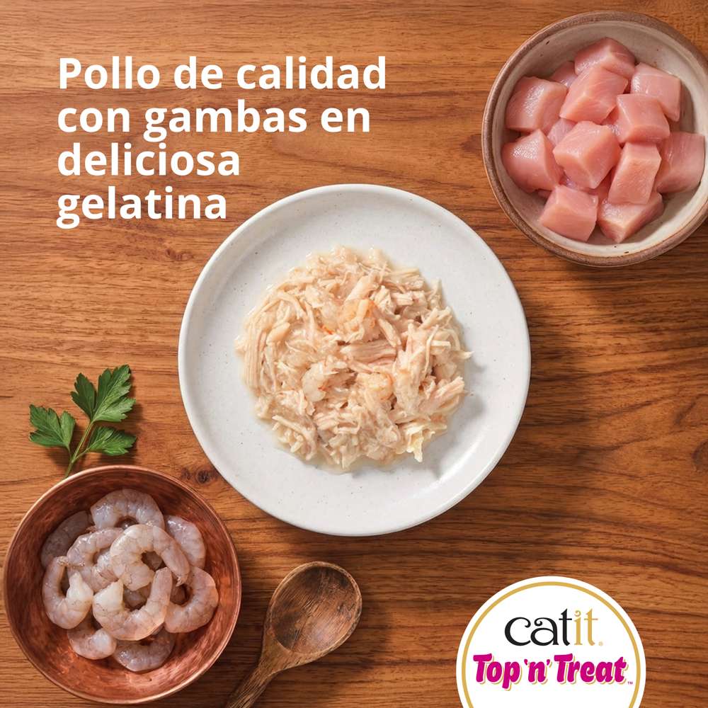 Topper de pollo con gambas Catit Top N Treat para gatos