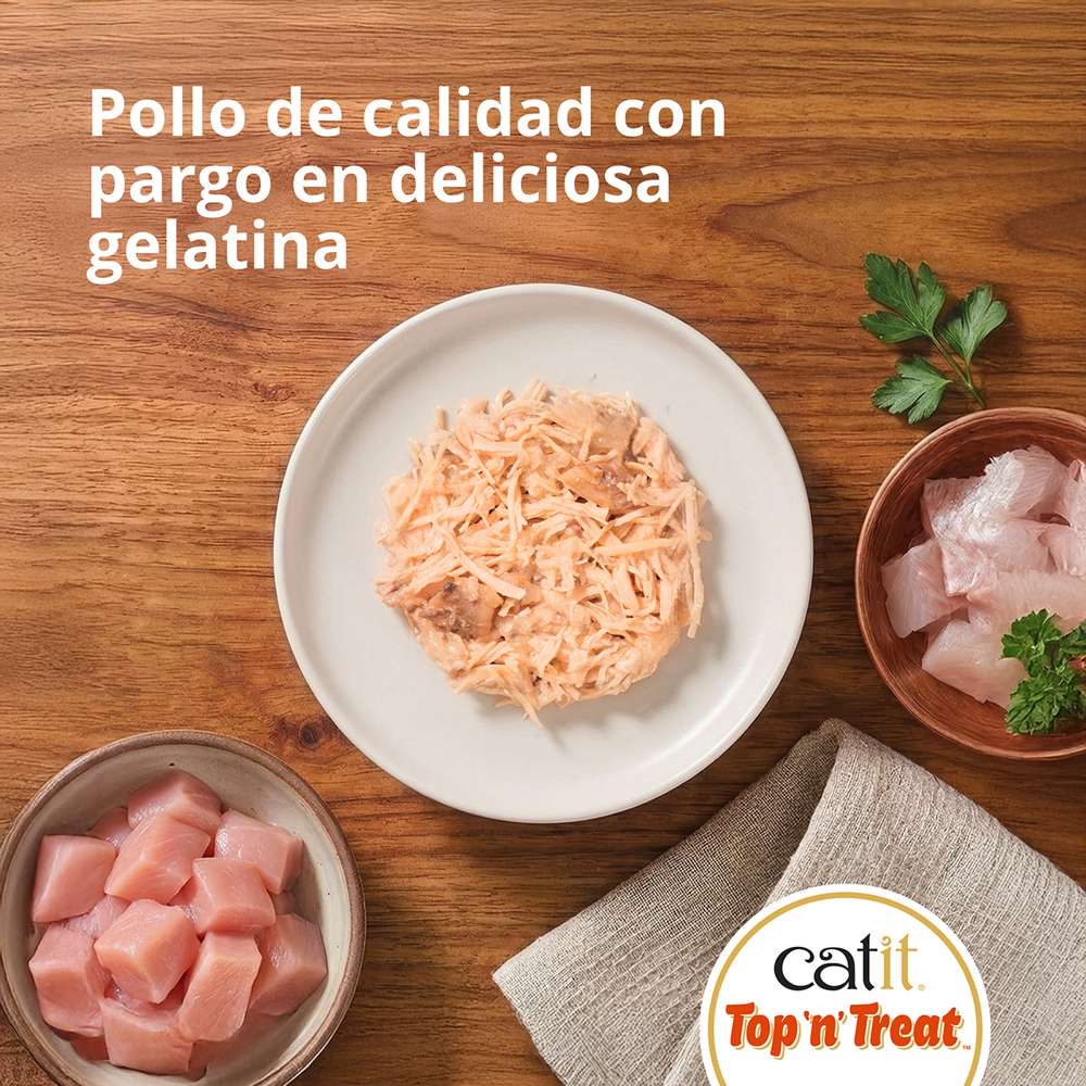 Topper de pollo con pargo Catit Top N Treat para gatos