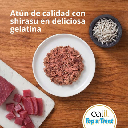 Topper húmedo Catit de atún y shirasu para gatos